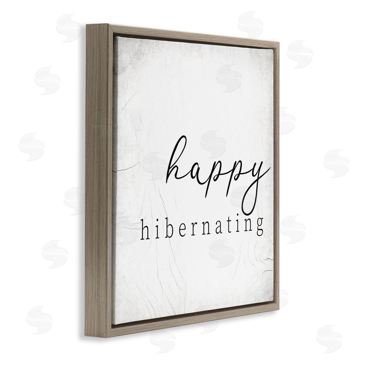 Happy Hibernating Rustic Winter Brown Floating Frame Canvas Wall Art, Home Decor by Stupell Studio