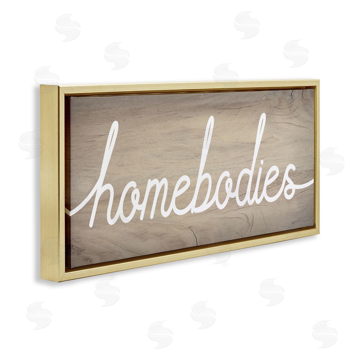 Stupell Studio Rustic Homebodies Distressed Wood Gold Floater Frame Canvas Art