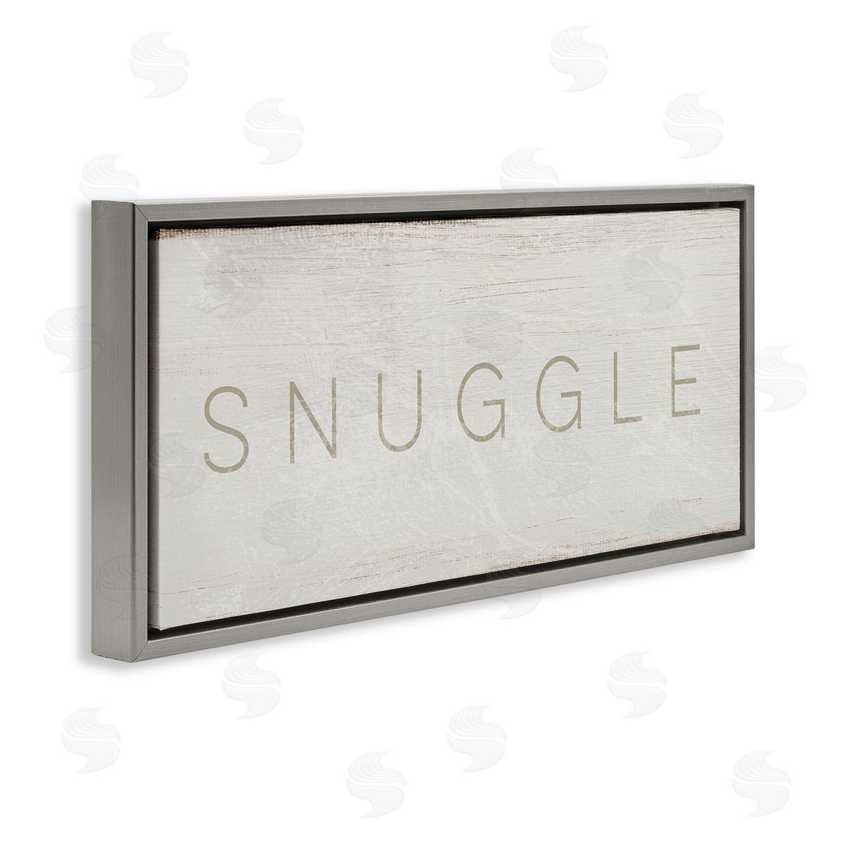 Stupell Studio Snuggle Text Minimal Distressed Paint Gray Floater Frame Canvas Art