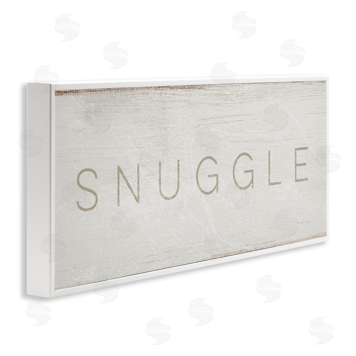Stupell Studio Snuggle Text Minimal Distressed Paint White Framed Giclee Wall Art