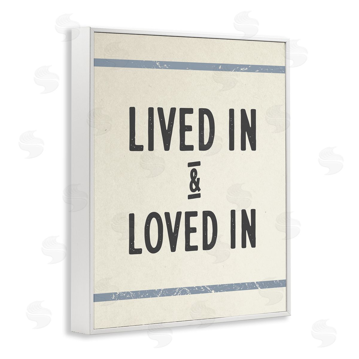 Stupell Studio Lived In Loved In Blue Bistro Stripe White Framed Giclee Wall Art