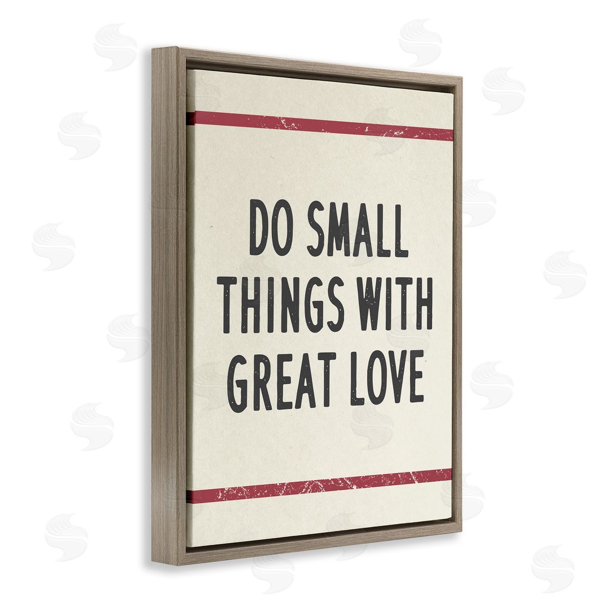 Stupell Studio Do Things with Love Red Stripe Brown Floater Frame Canvas Art