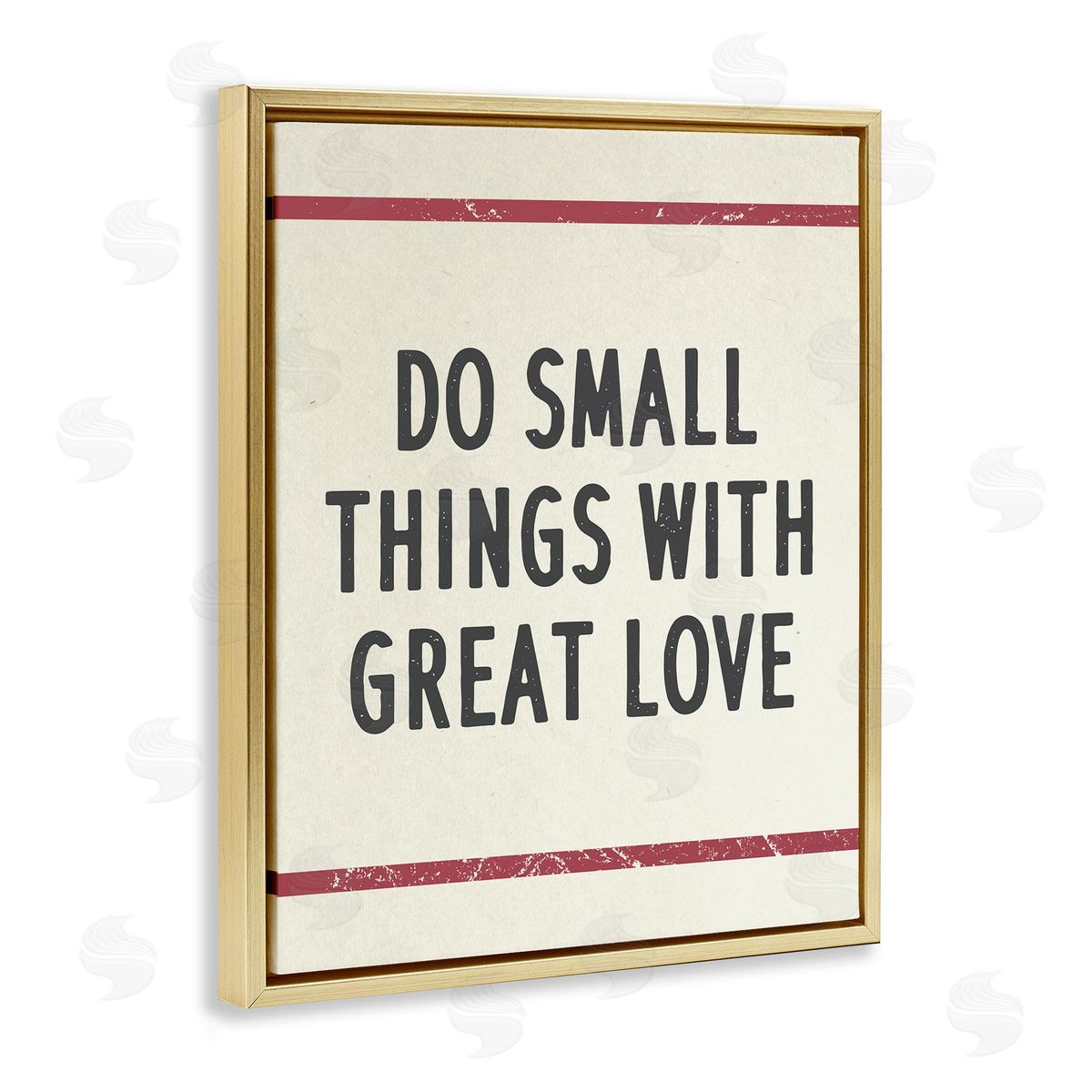 Stupell Studio Do Things with Love Red Stripe Gold Floater Frame Canvas Art