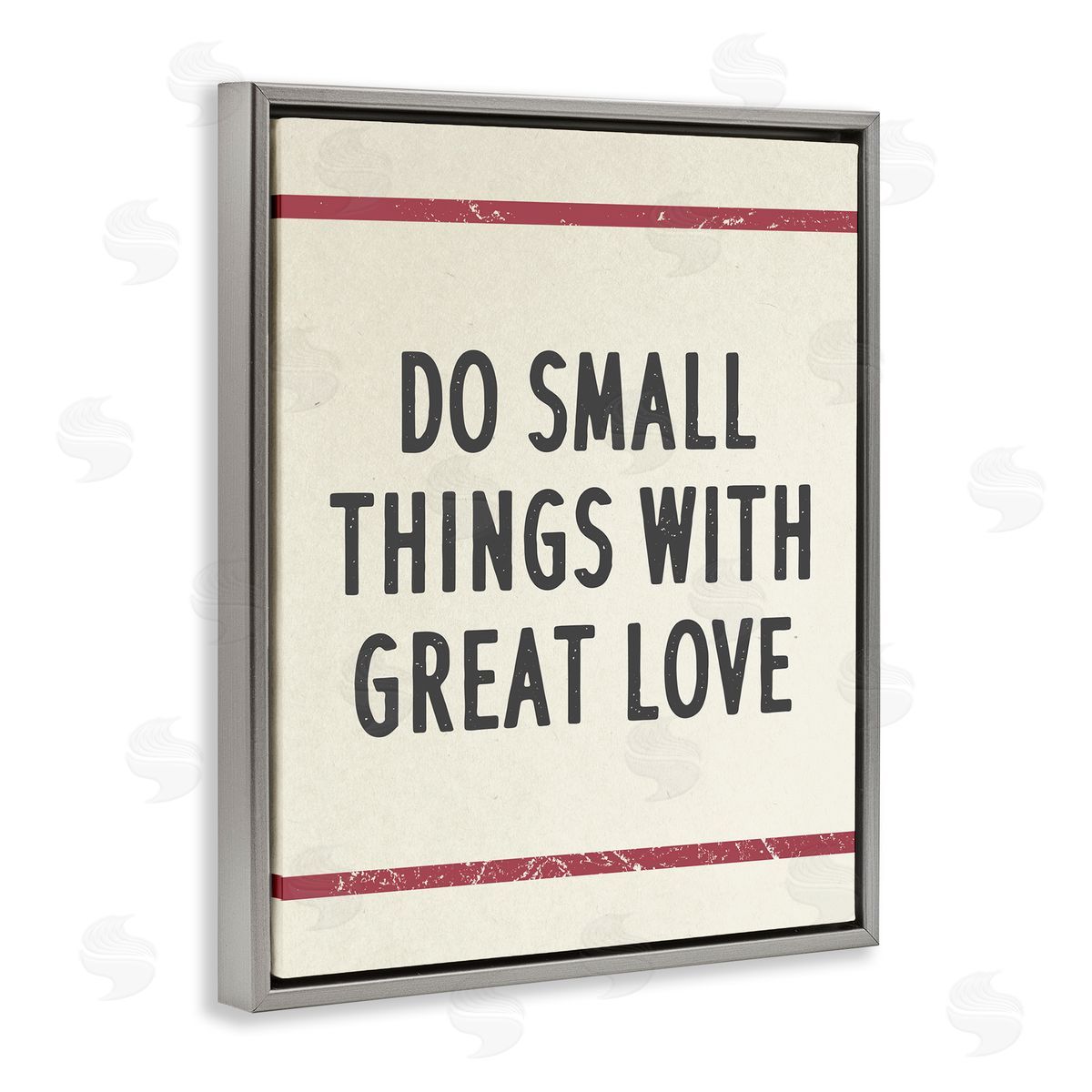 Stupell Studio Do Things with Love Red Stripe Gray Floater Frame Canvas Art