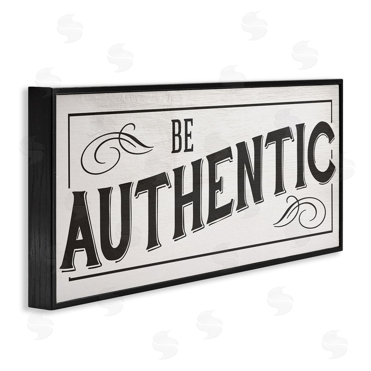 Stupell Studio Be Authentic Bold Typography Swirls Black Framed Giclee Wall Art