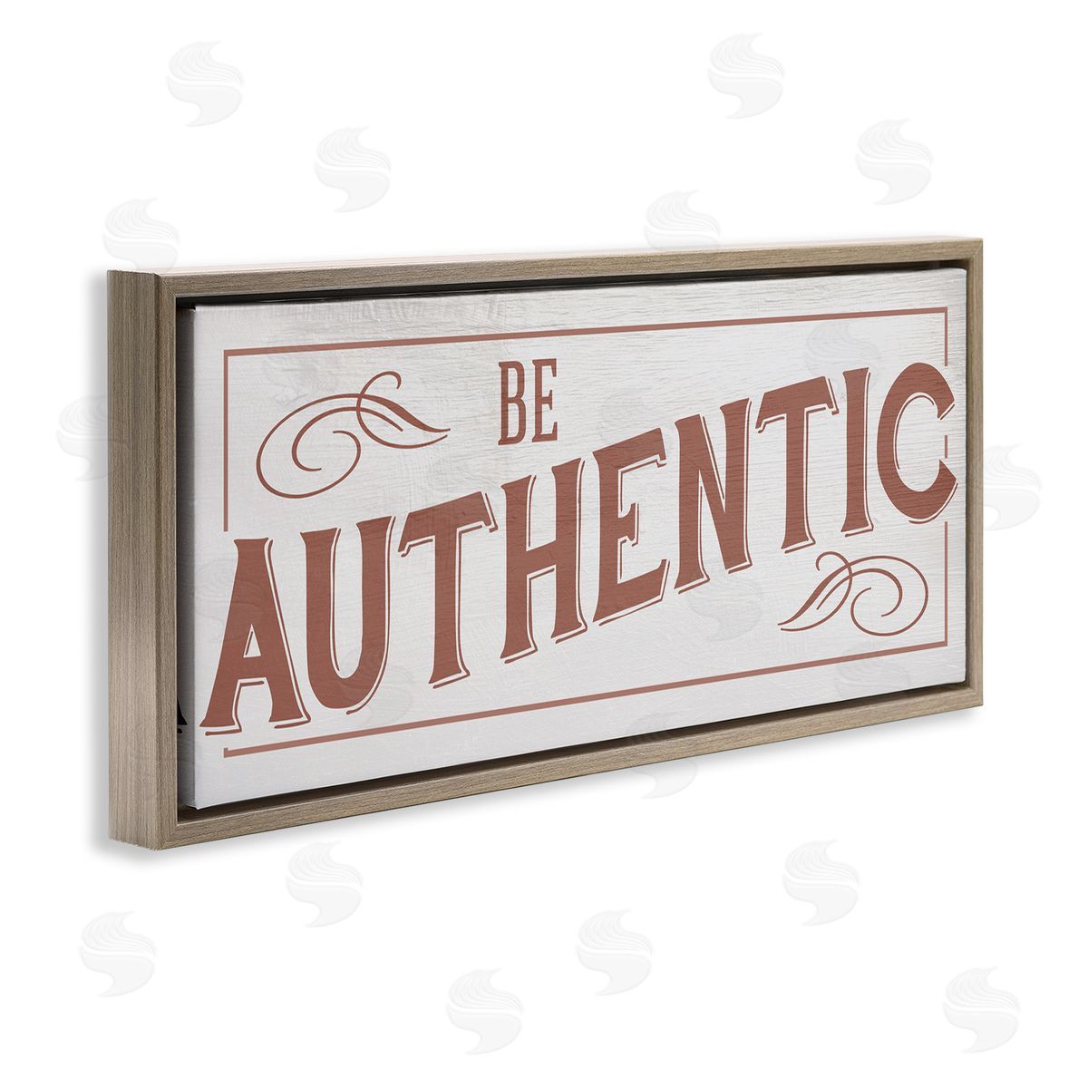 Stupell Studio Be Authentic Soft Red Typography Brown Floater Frame Canvas Art