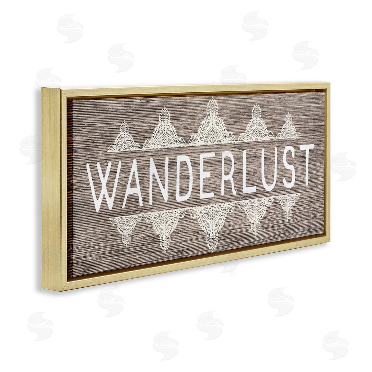 Stupell Studio Rustic Wanderlust Paisley Pattern Gold Floater Frame Canvas Art