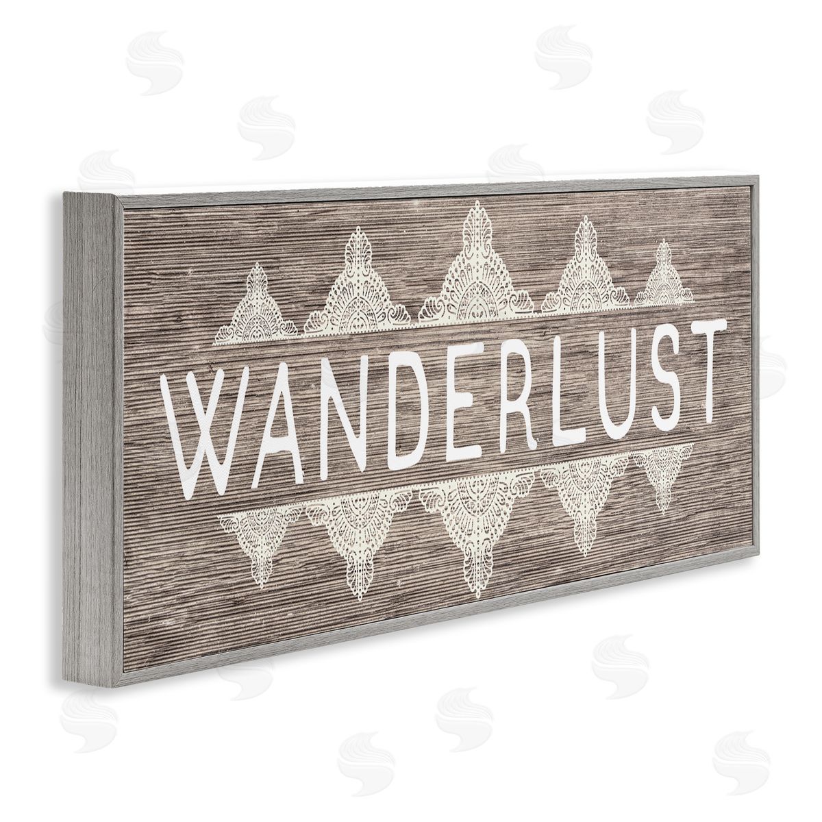 Stupell Studio Rustic Wanderlust Paisley Pattern Gray Framed Giclee Wall Art