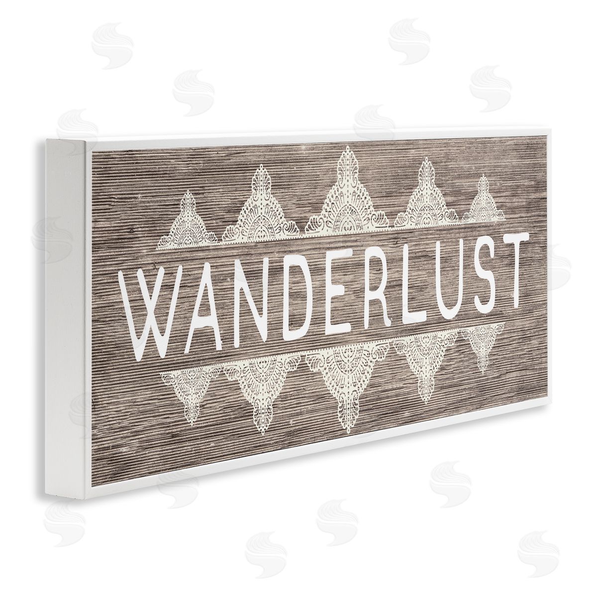 Stupell Studio Rustic Wanderlust Paisley Pattern White Framed Giclee Wall Art