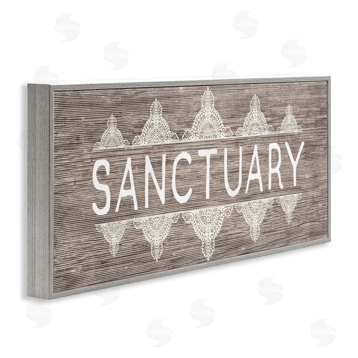 Sanctuary with Paisley Pattern Grey Frame Print Wall Art, Home Decor by Stupell Studio