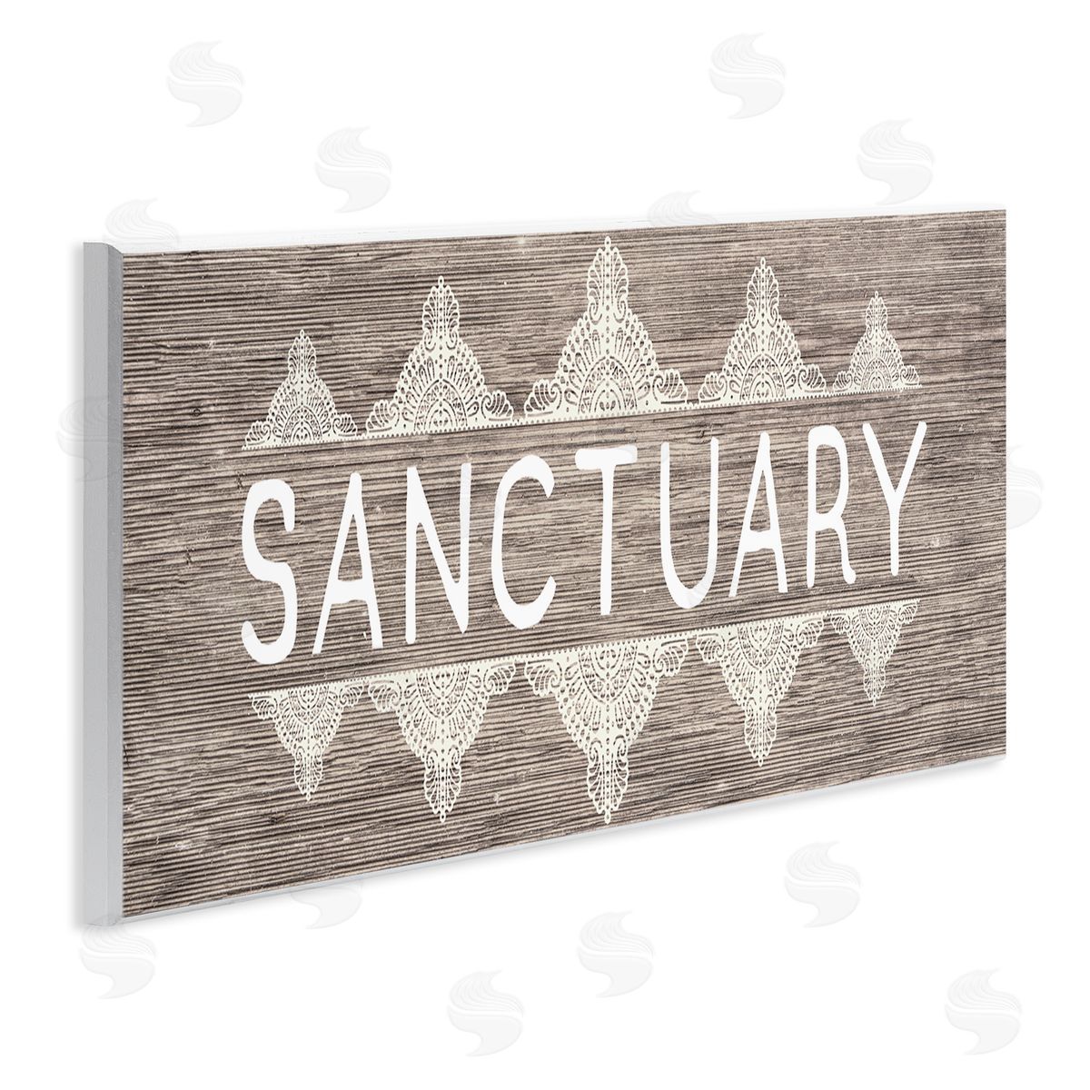 Sanctuary with Paisley Pattern Wood Plaque Wall Art, Home Decor by Stupell Studio