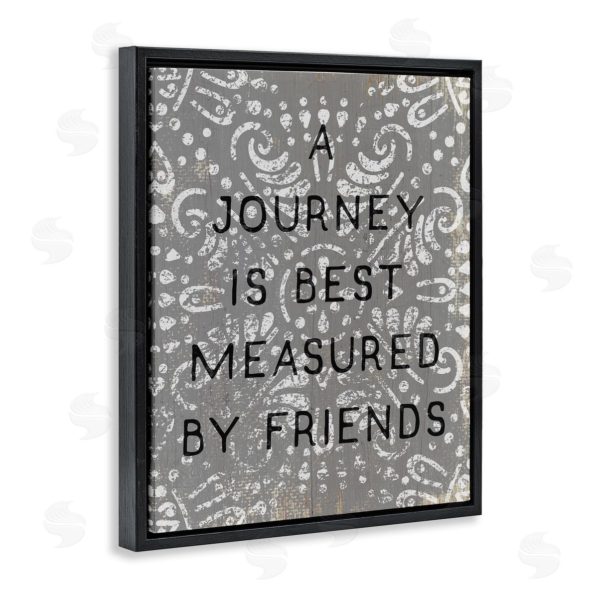 Stupell Studio Best Measured by Friends Distressed Boho Black Floater Frame Canvas Art
