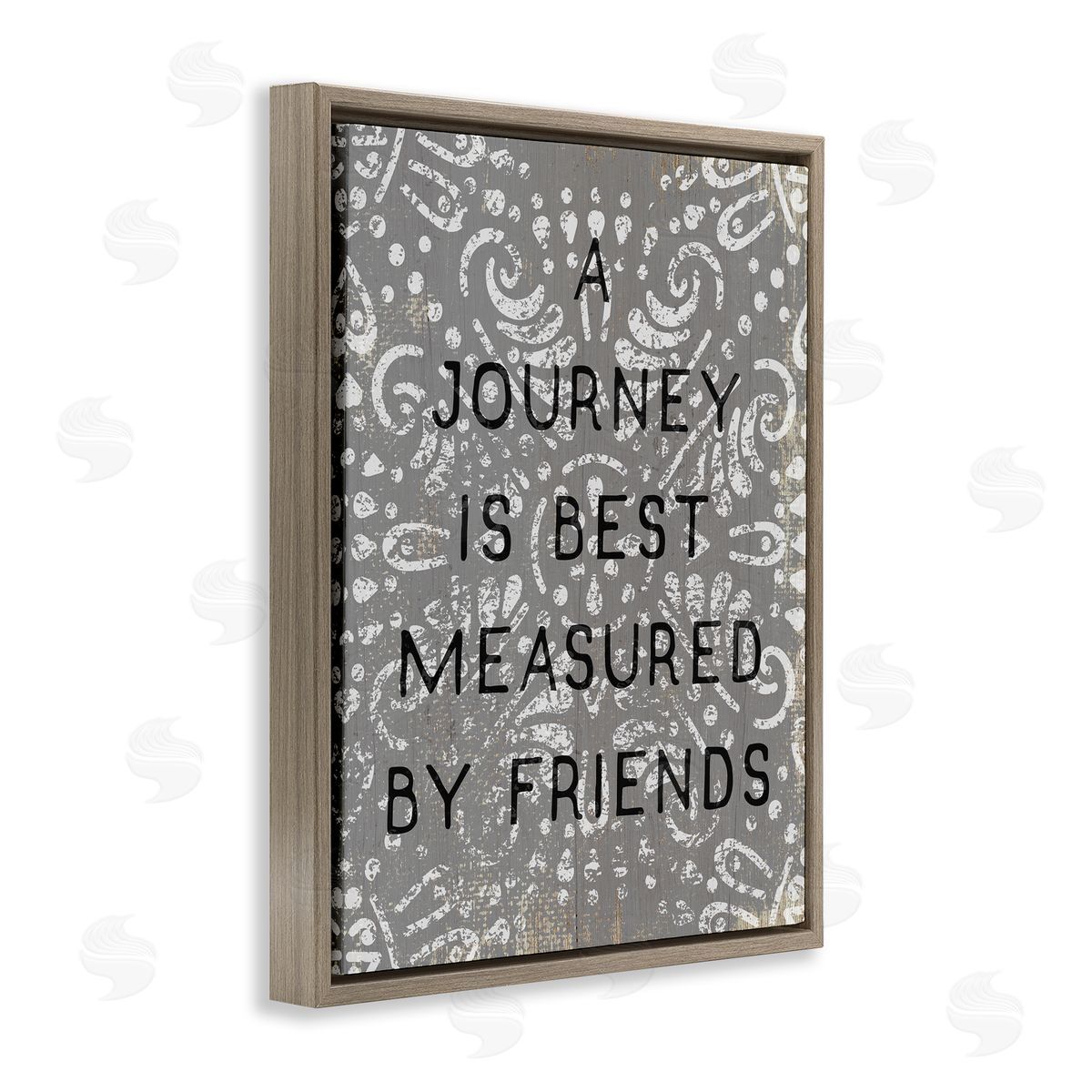 Stupell Studio Best Measured by Friends Distressed Boho Brown Floater Frame Canvas Art