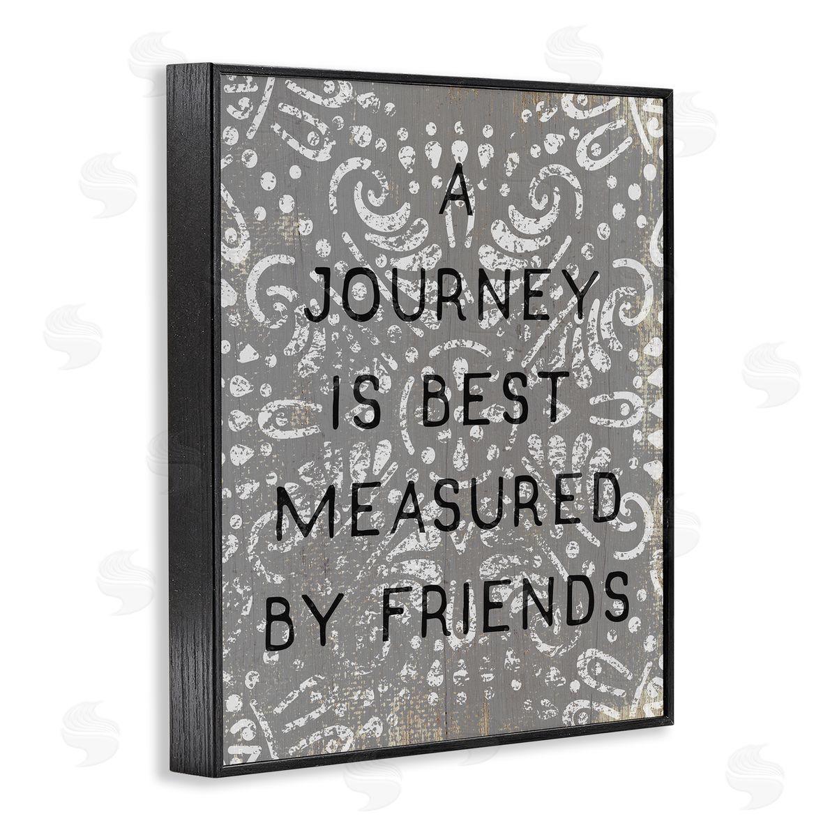 Stupell Studio Best Measured by Friends Distressed Boho Black Framed Giclee Wall Art