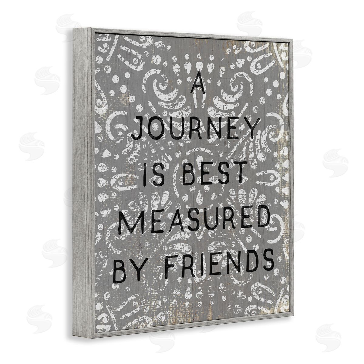 Stupell Studio Best Measured by Friends Distressed Boho Gray Framed Giclee Wall Art
