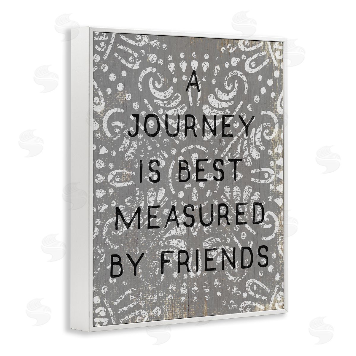 Stupell Studio Best Measured by Friends Distressed Boho White Framed Giclee Wall Art