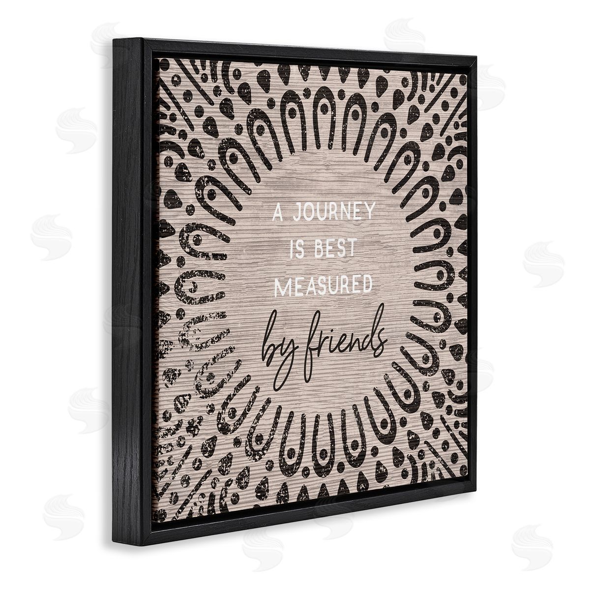 Stupell Studio Best Measured By Friends Moroccan Pattern Black Floater Frame Canvas Art