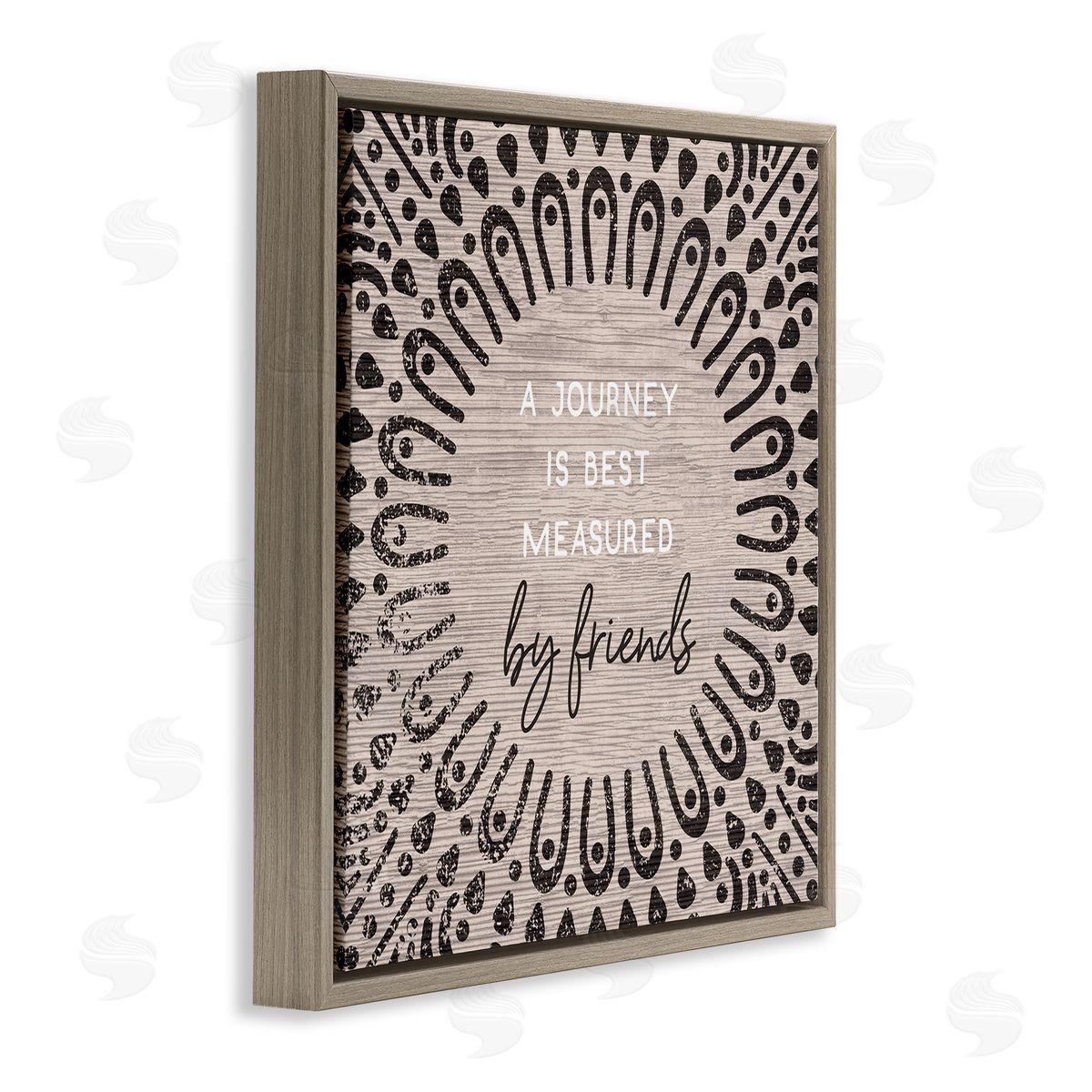 Stupell Studio Best Measured By Friends Moroccan Pattern Brown Floater Frame Canvas Art
