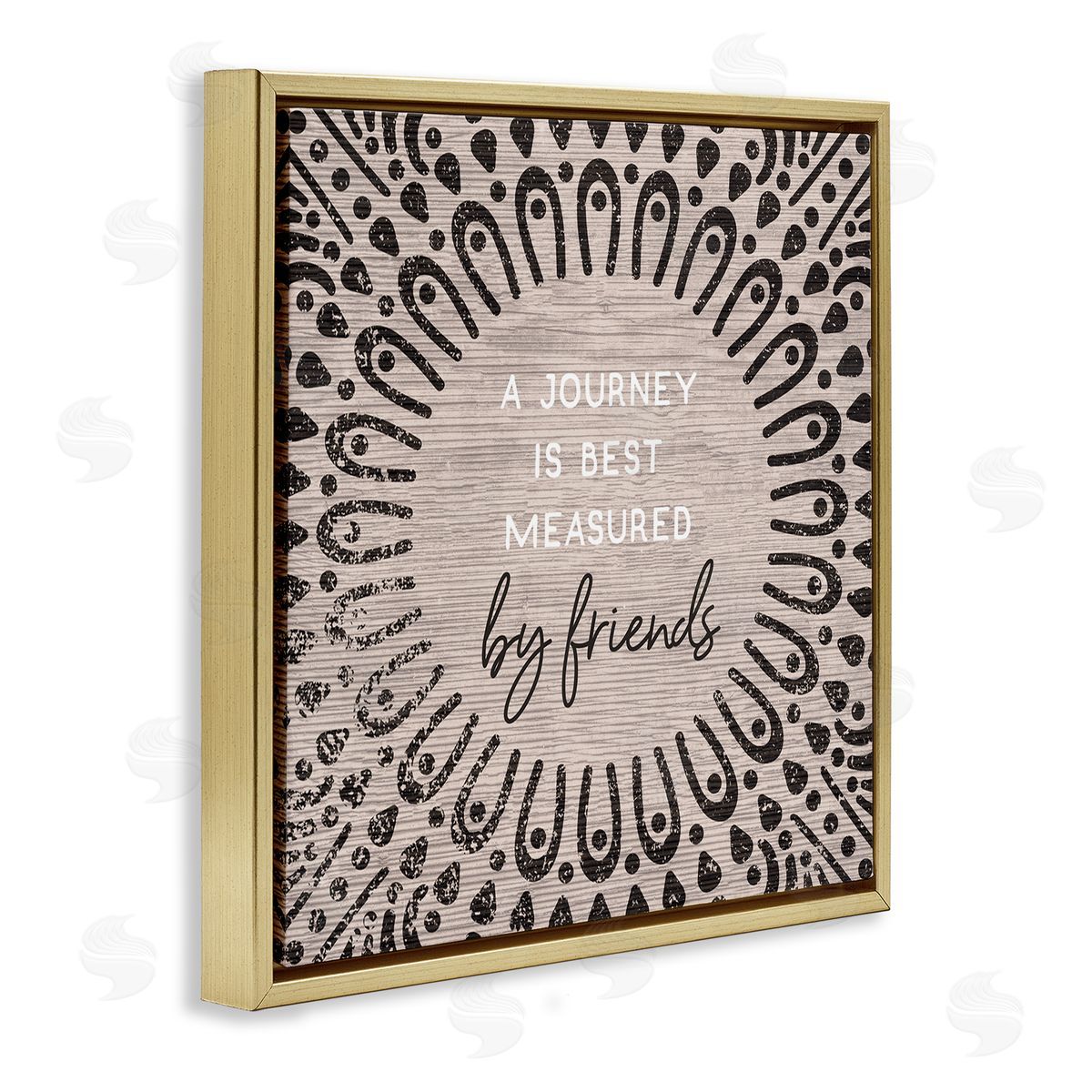 Stupell Studio Best Measured By Friends Moroccan Pattern Gold Floater Frame Canvas Art