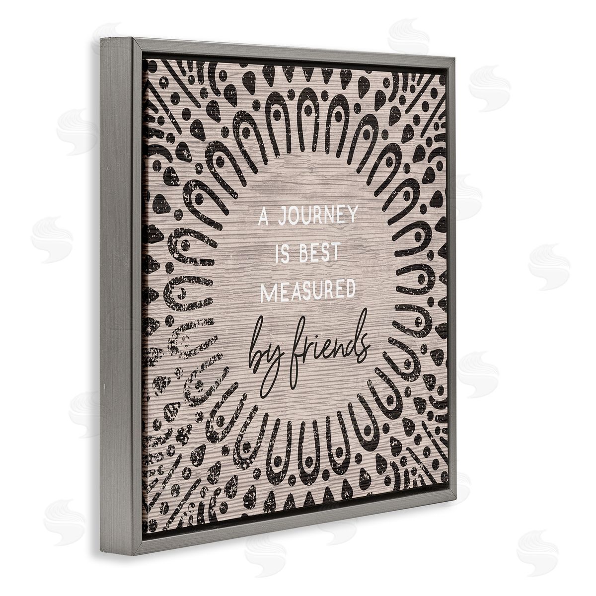 Stupell Studio Best Measured By Friends Moroccan Pattern Gray Floater Frame Canvas Art
