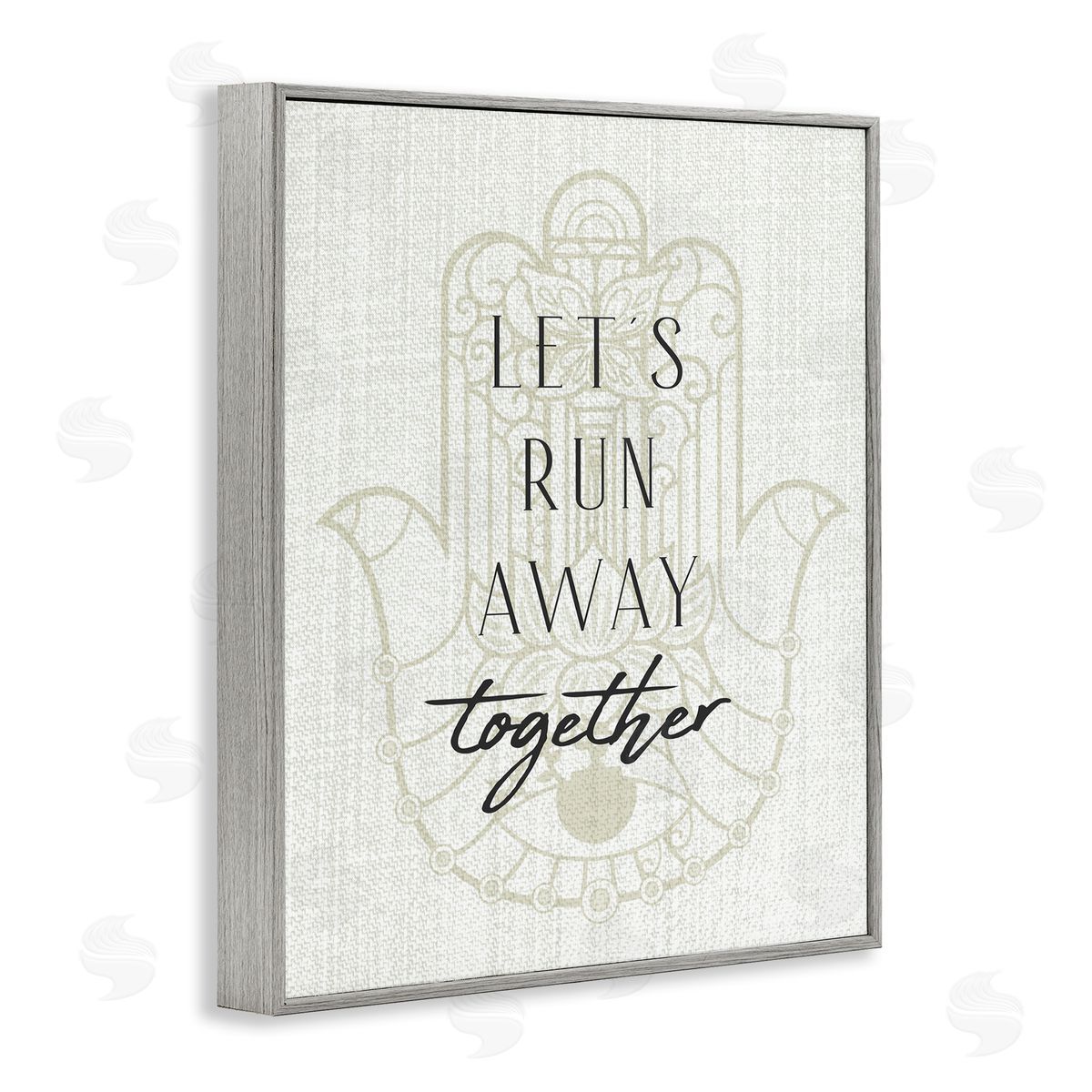 Stupell Studio Runaway Together Moroccan Khmissa Pattern Gray Framed Giclee Wall Art