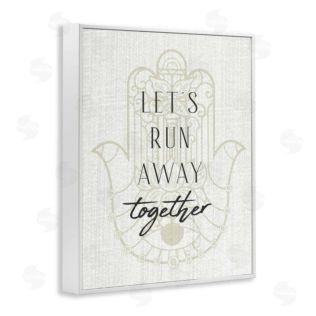 Stupell Studio Runaway Together Moroccan Khmissa Pattern White Framed Giclee Wall Art