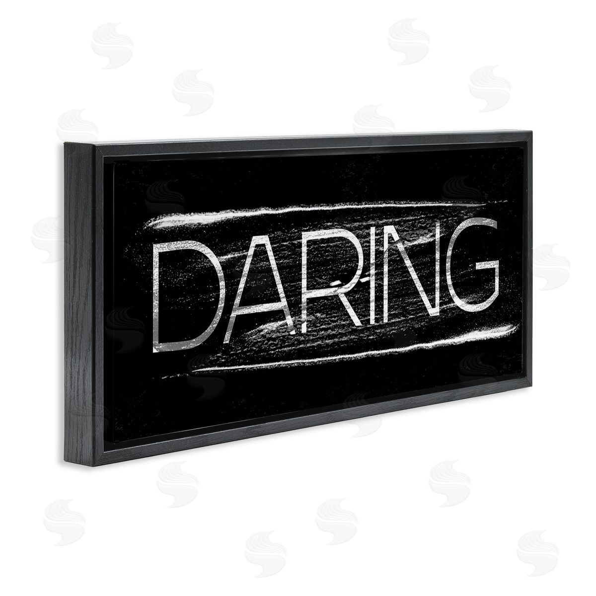 Stupell Studio Bold Daring Text Paint Stroke Black Floater Frame Canvas Art