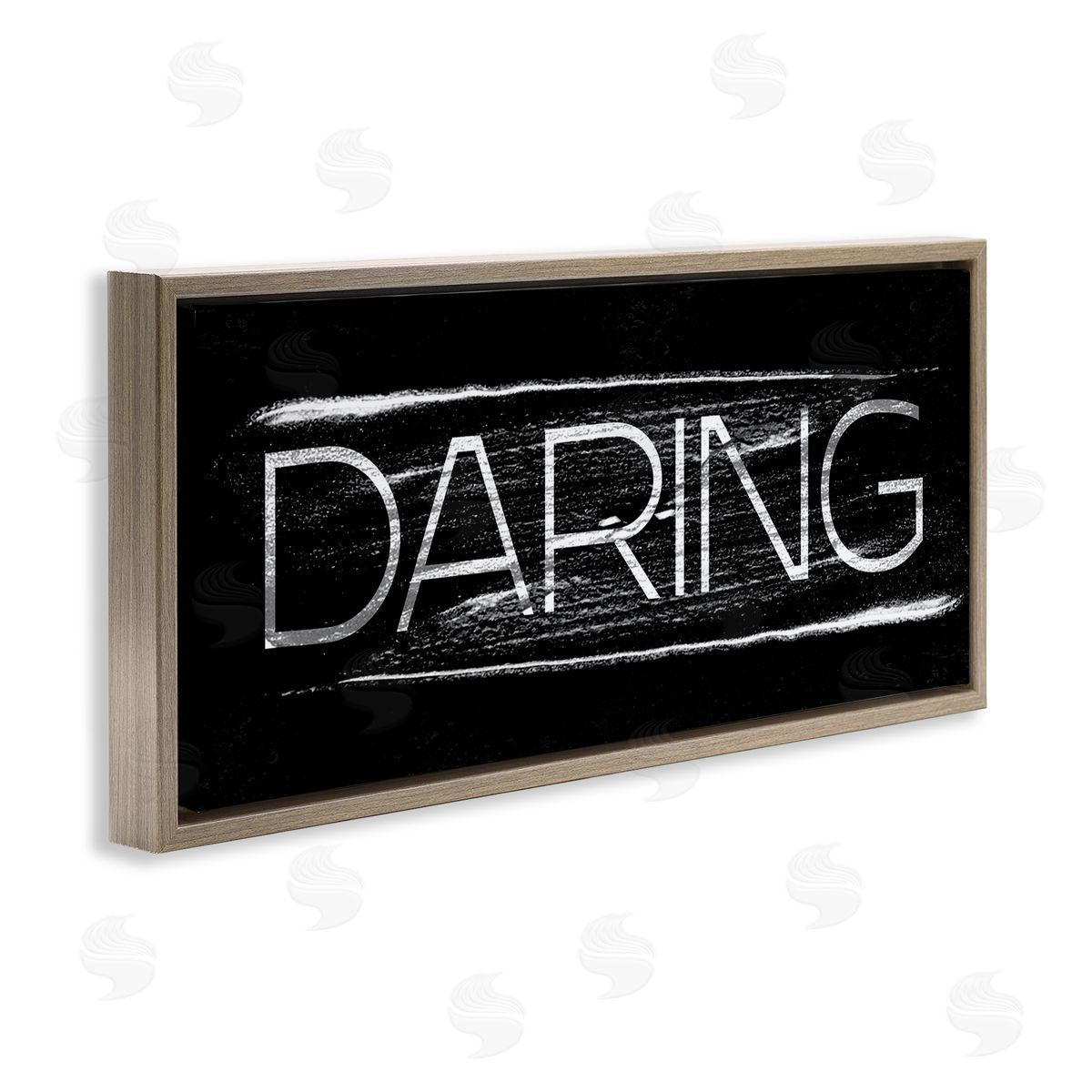 Stupell Studio Bold Daring Text Paint Stroke Brown Floater Frame Canvas Art