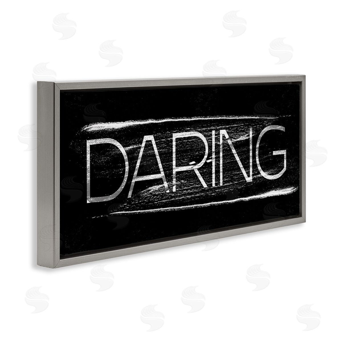 Stupell Studio Bold Daring Text Paint Stroke Gray Floater Frame Canvas Art
