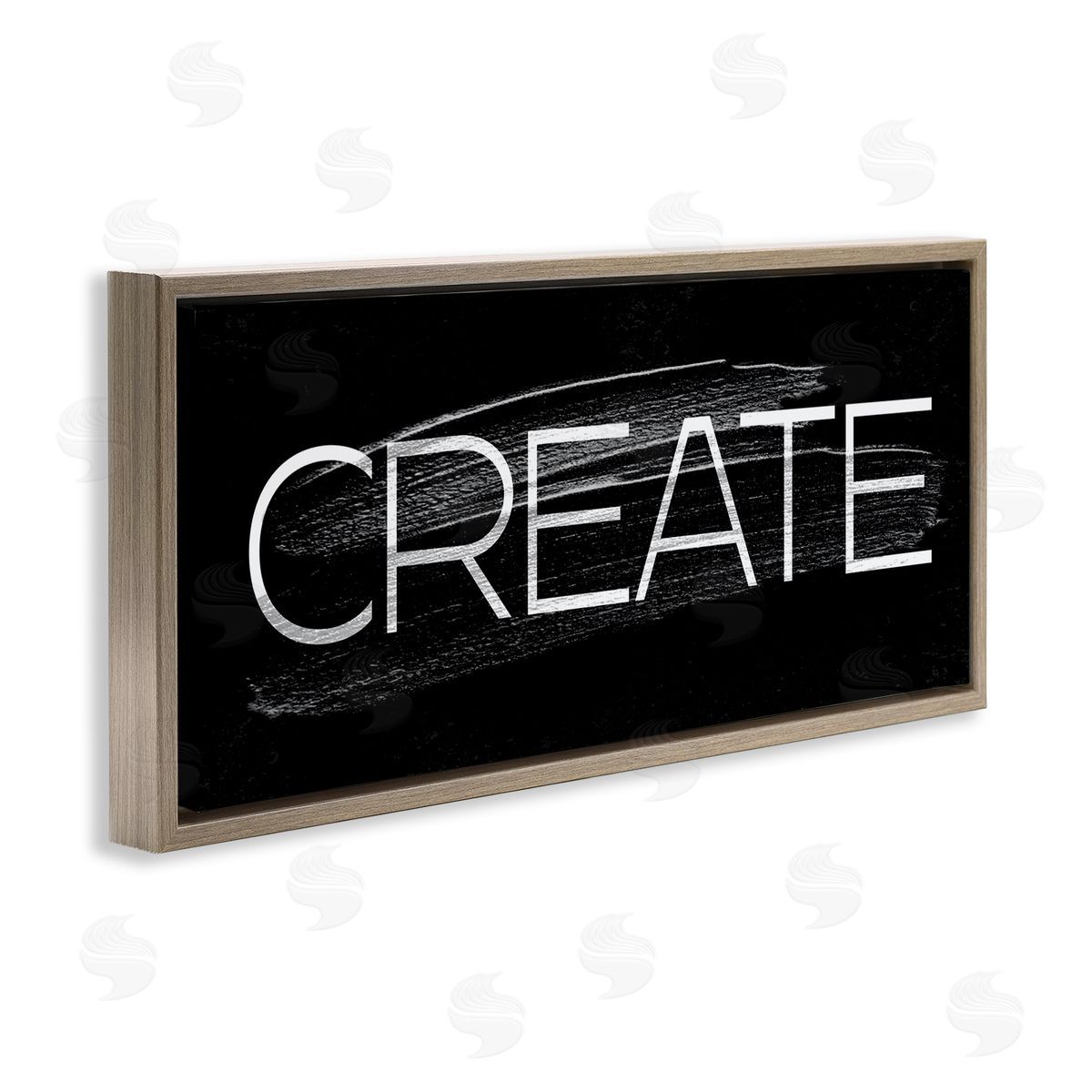 Stupell Studio Create Text Paint Stroke Brown Floater Frame Canvas Art
