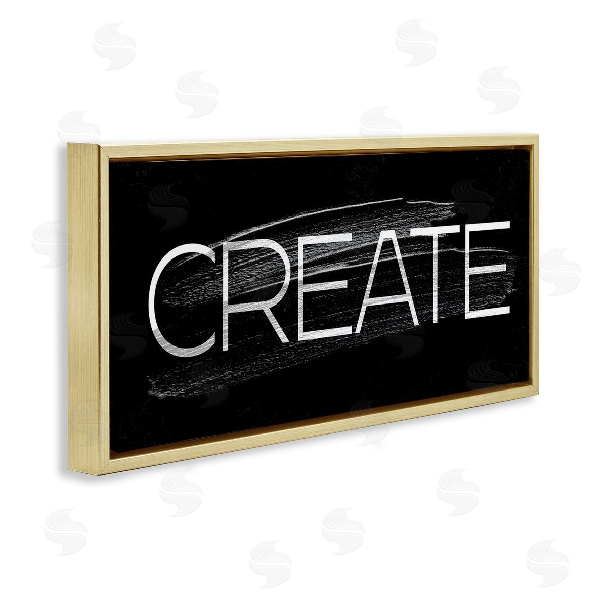 Stupell Studio Create Text Paint Stroke Gold Floater Frame Canvas Art