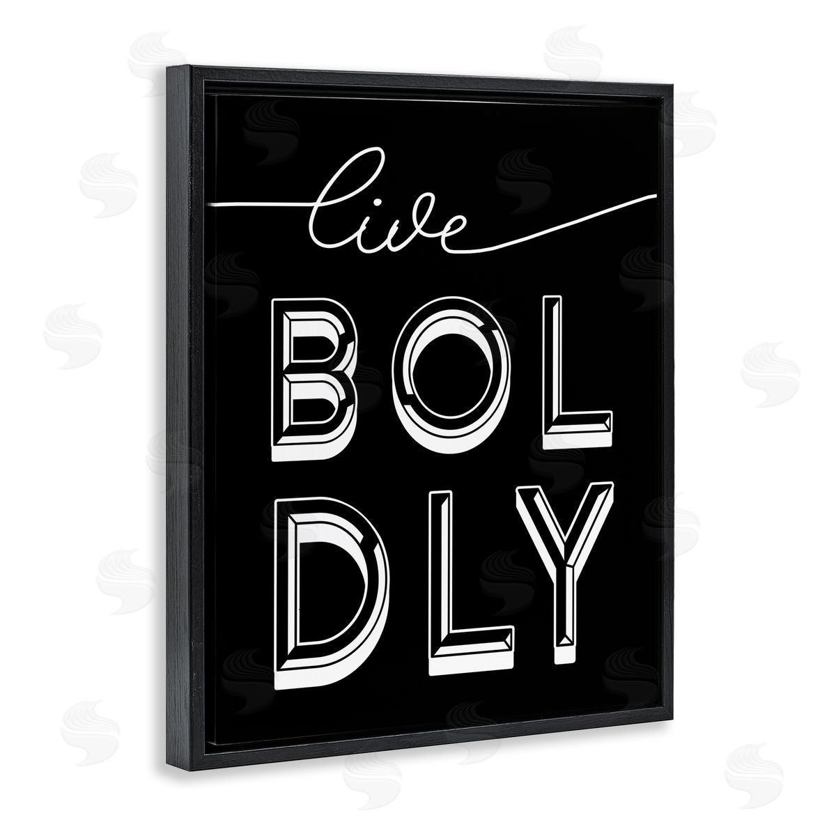Stupell Studio Live Boldly Text Pop Typography Black Floater Frame Canvas Art