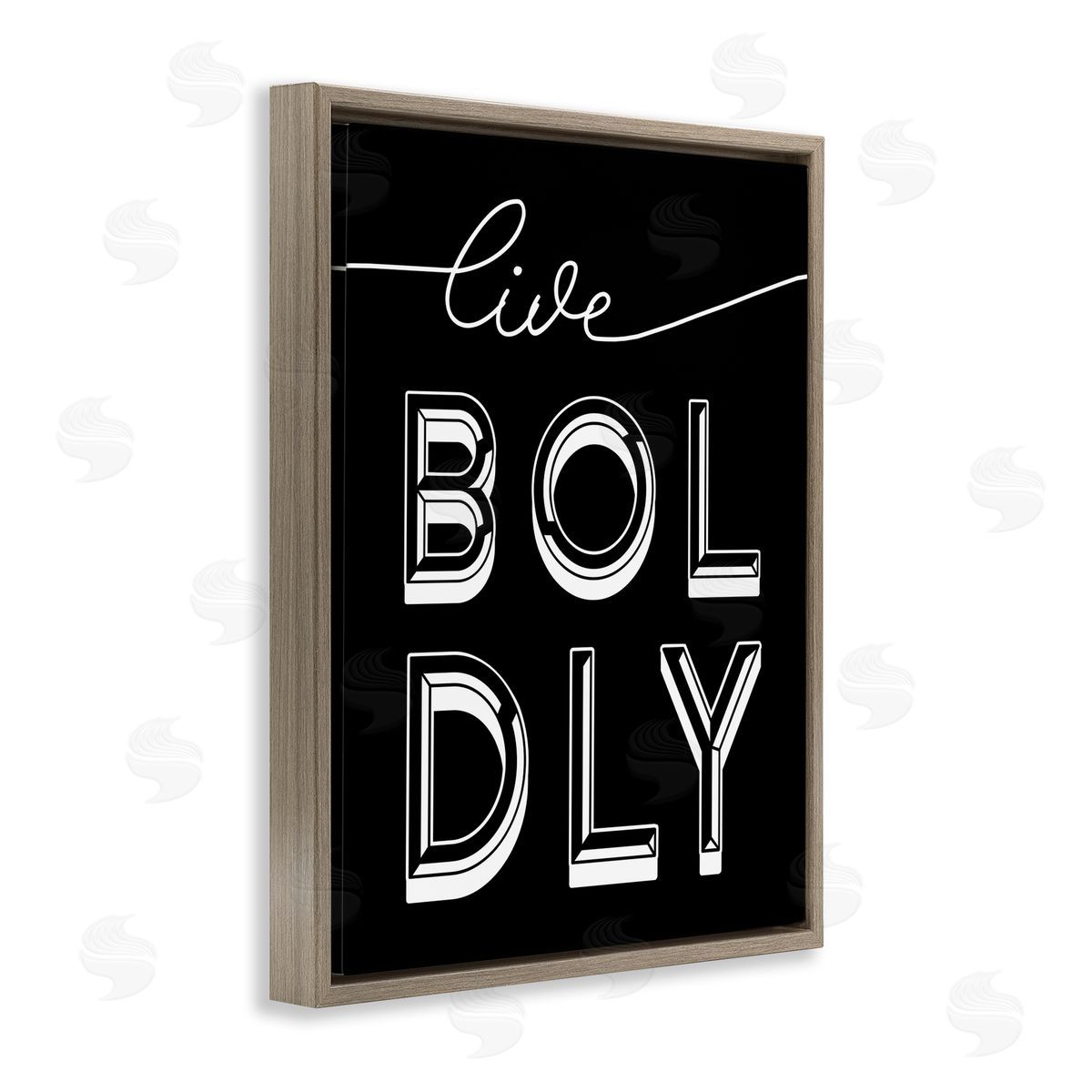 Stupell Studio Live Boldly Text Pop Typography Brown Floater Frame Canvas Art