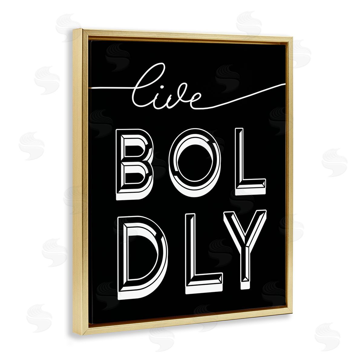 Stupell Studio Live Boldly Text Pop Typography Gold Floater Frame Canvas Art