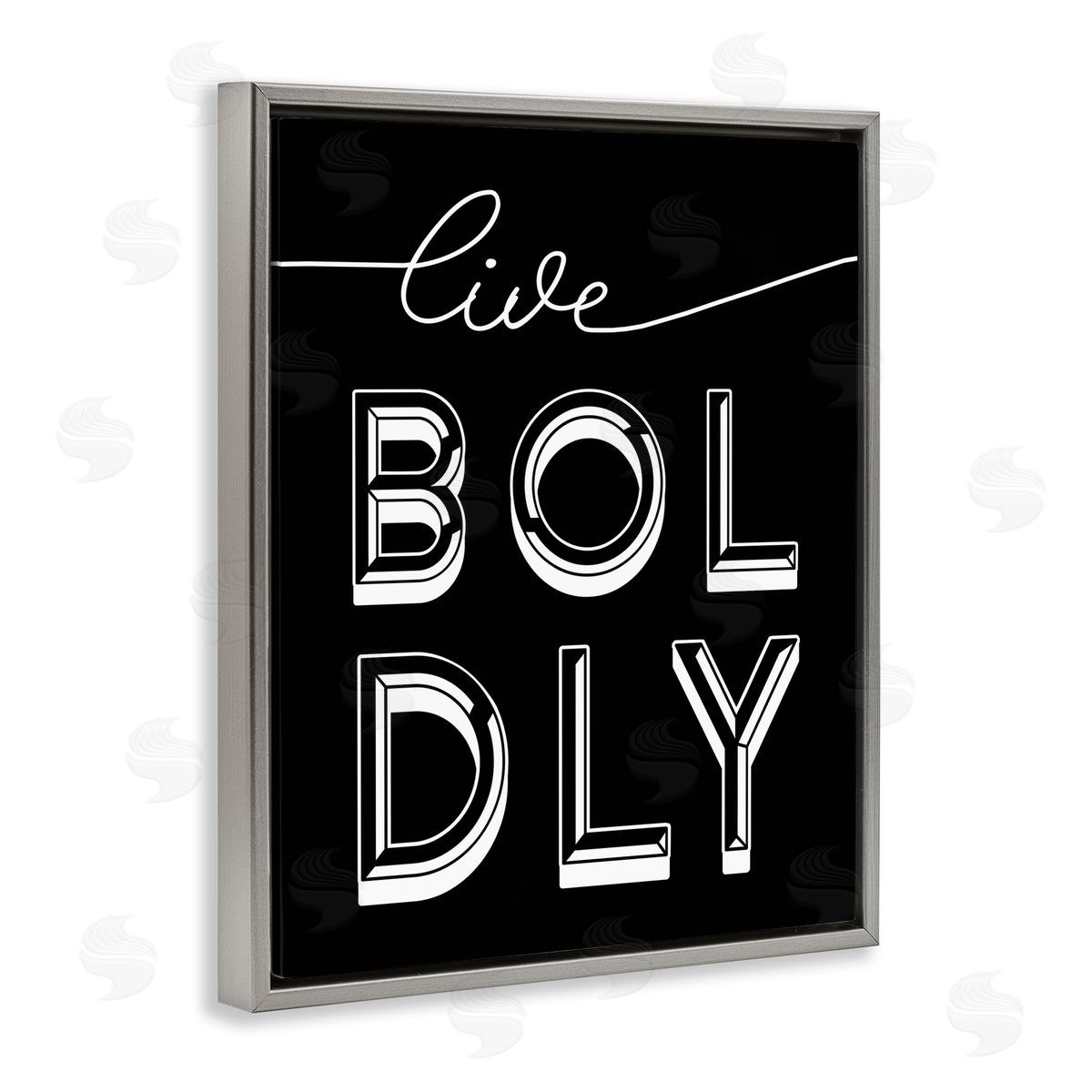 Stupell Studio Live Boldly Text Pop Typography Gray Floater Frame Canvas Art