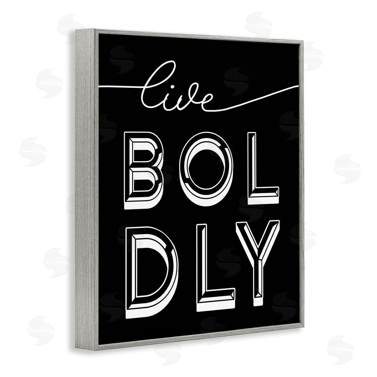Stupell Studio Live Boldly Text Pop Typography Gray Framed Giclee Wall Art