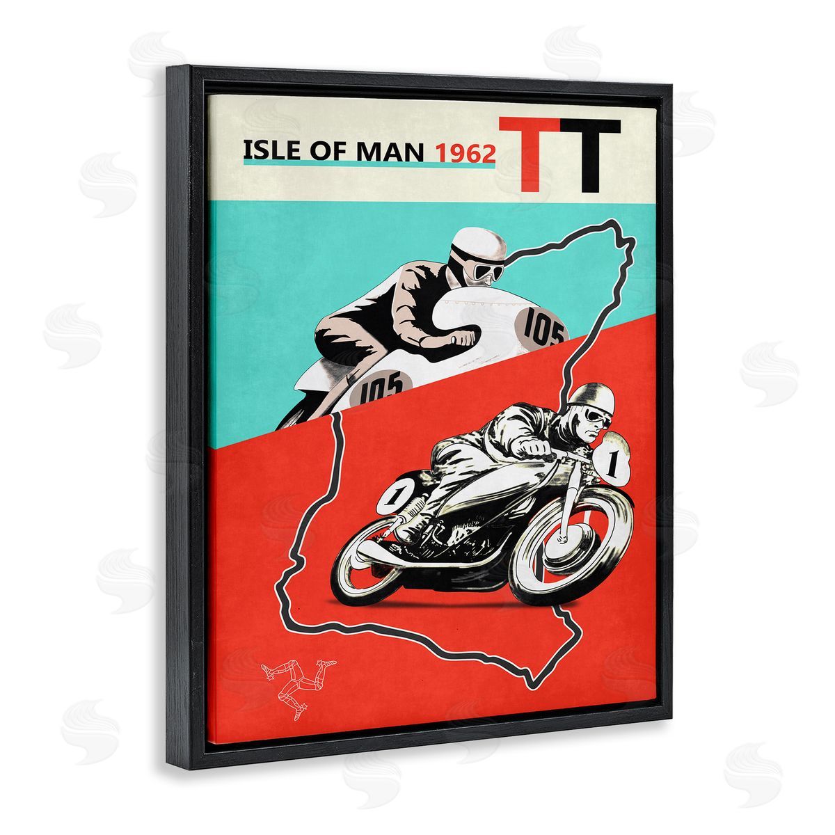 Mark Rogan European Grand Prix Advertisement Motorcycle Black Floater Frame Canvas Art