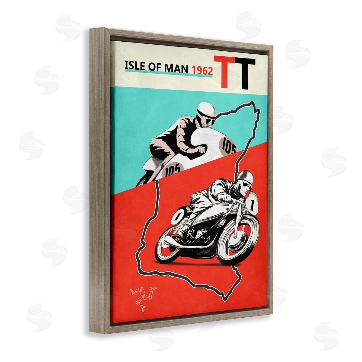 Mark Rogan European Grand Prix Advertisement Motorcycle Brown Floater Frame Canvas Art