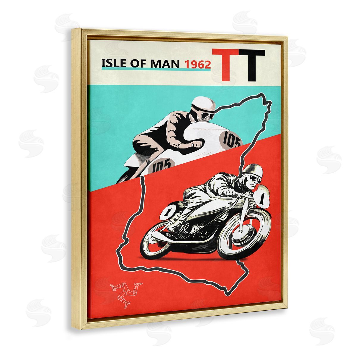Mark Rogan European Grand Prix Advertisement Motorcycle Gold Floater Frame Canvas Art