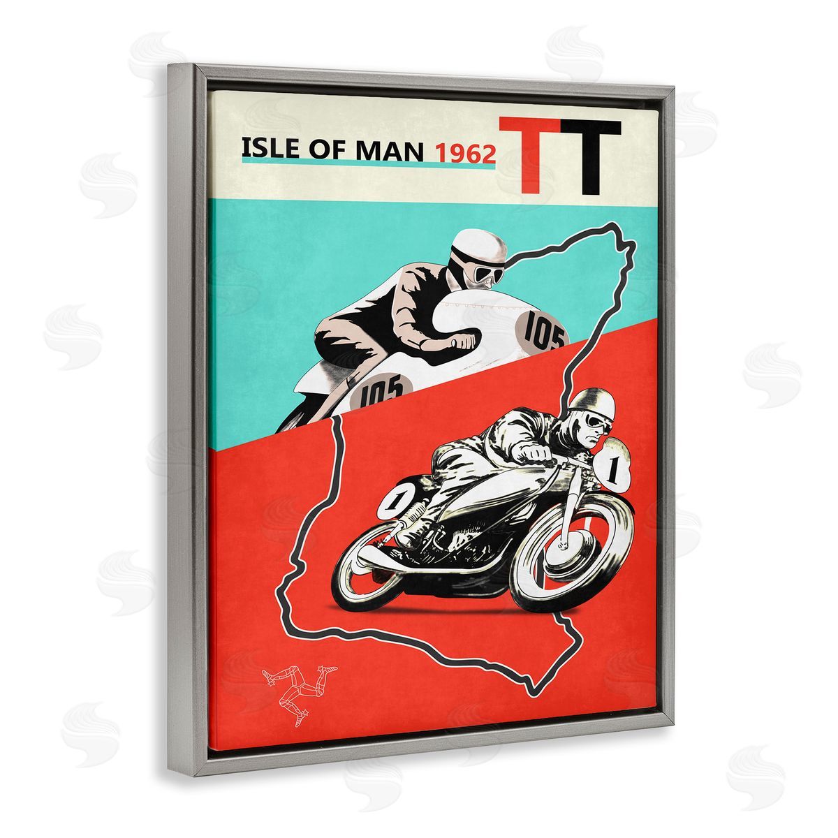 Mark Rogan European Grand Prix Advertisement Motorcycle Gray Floater Frame Canvas Art