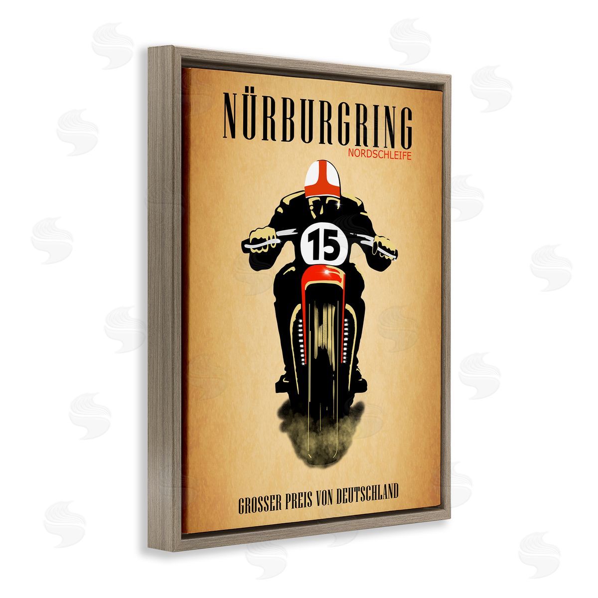Mark Rogan Vintage German Motorcycle Advertisement Brown Floater Frame Canvas Art