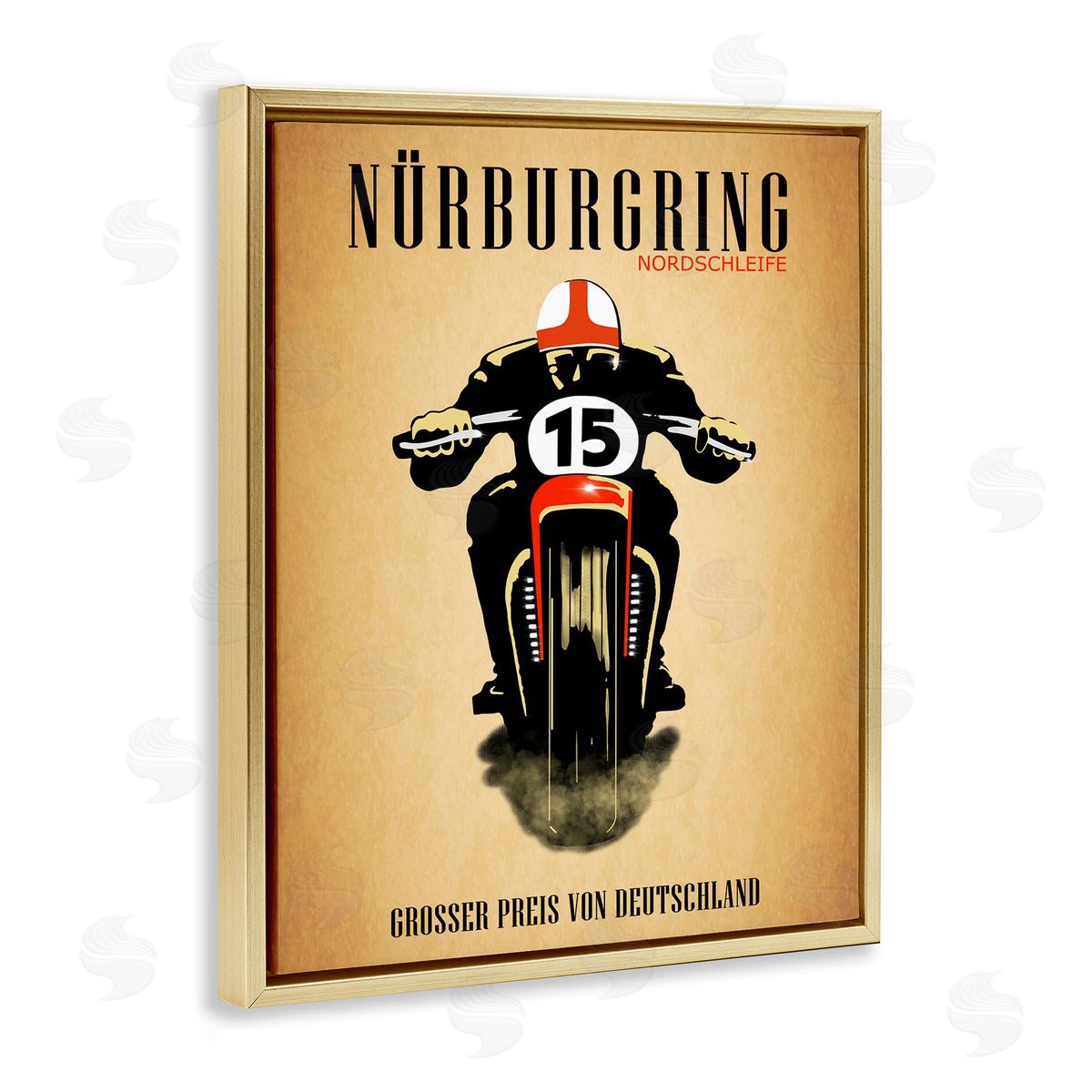 Mark Rogan Vintage German Motorcycle Advertisement Gold Floater Frame Canvas Art
