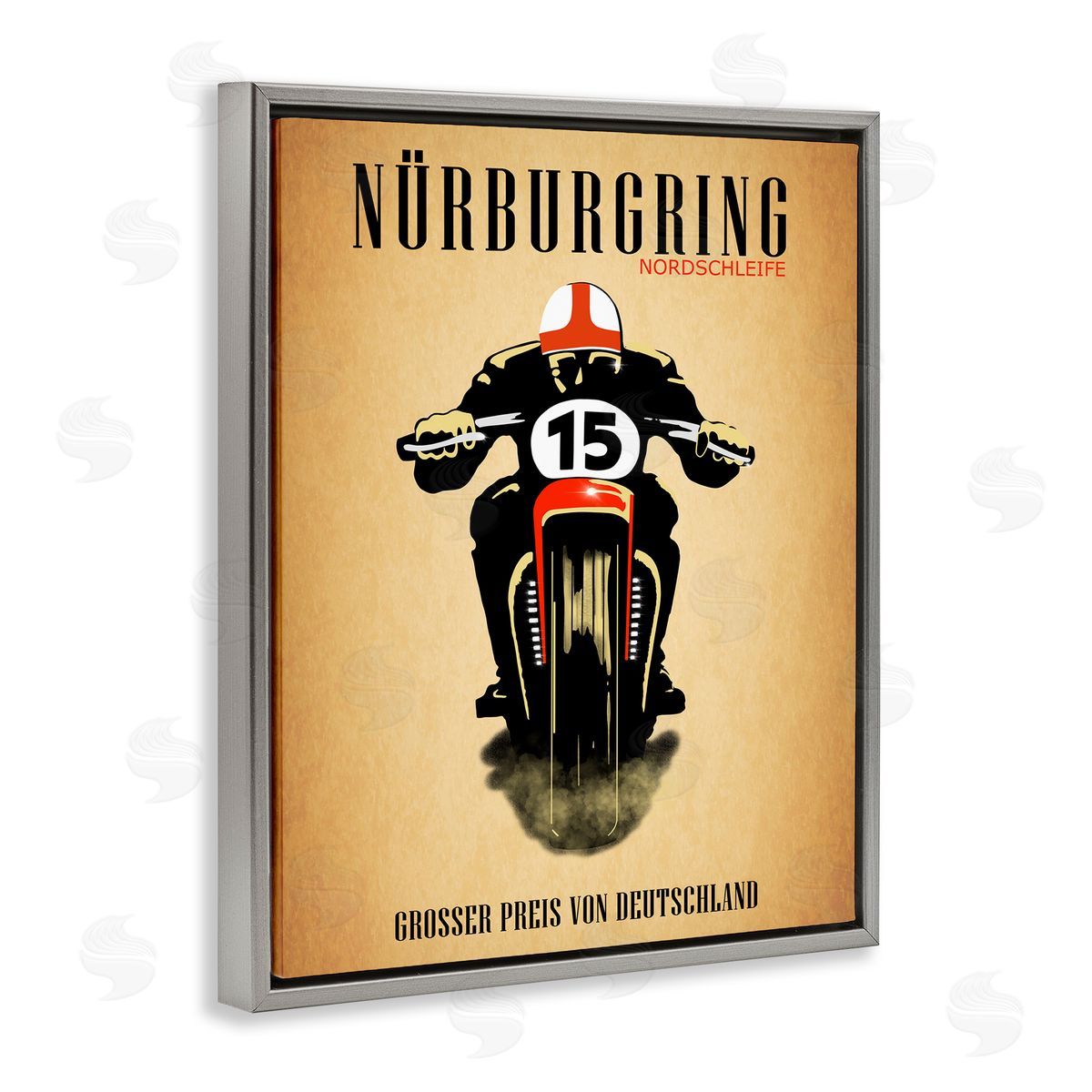 Mark Rogan Vintage German Motorcycle Advertisement Gray Floater Frame Canvas Art