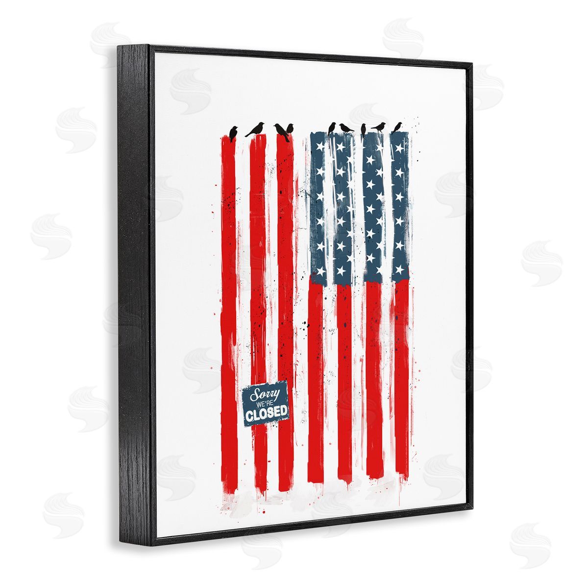 Balazs Solti American Flag Birds Political Statement Black Framed Giclee Wall Art