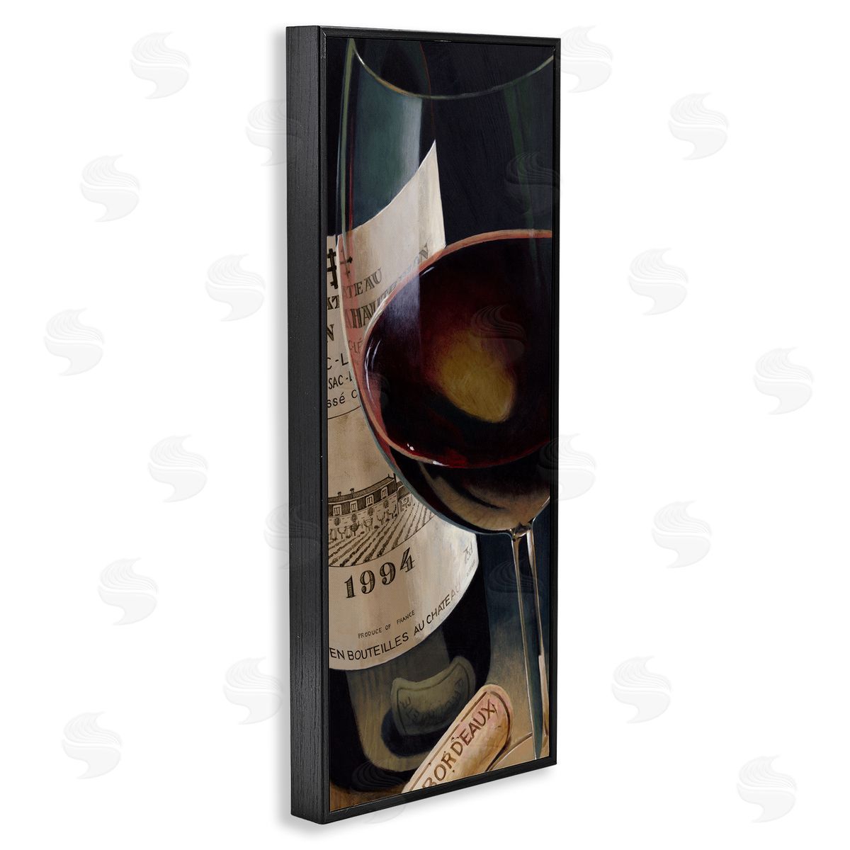 Stefano Ferreri Bordeaux Wine Glass Realistic Painting Black Framed Giclee Wall Art