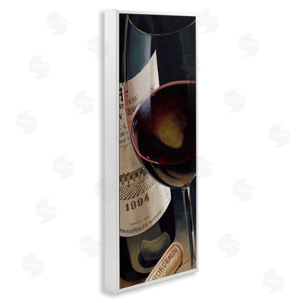 Stefano Ferreri Bordeaux Wine Glass Realistic Painting White Framed Giclee Wall Art