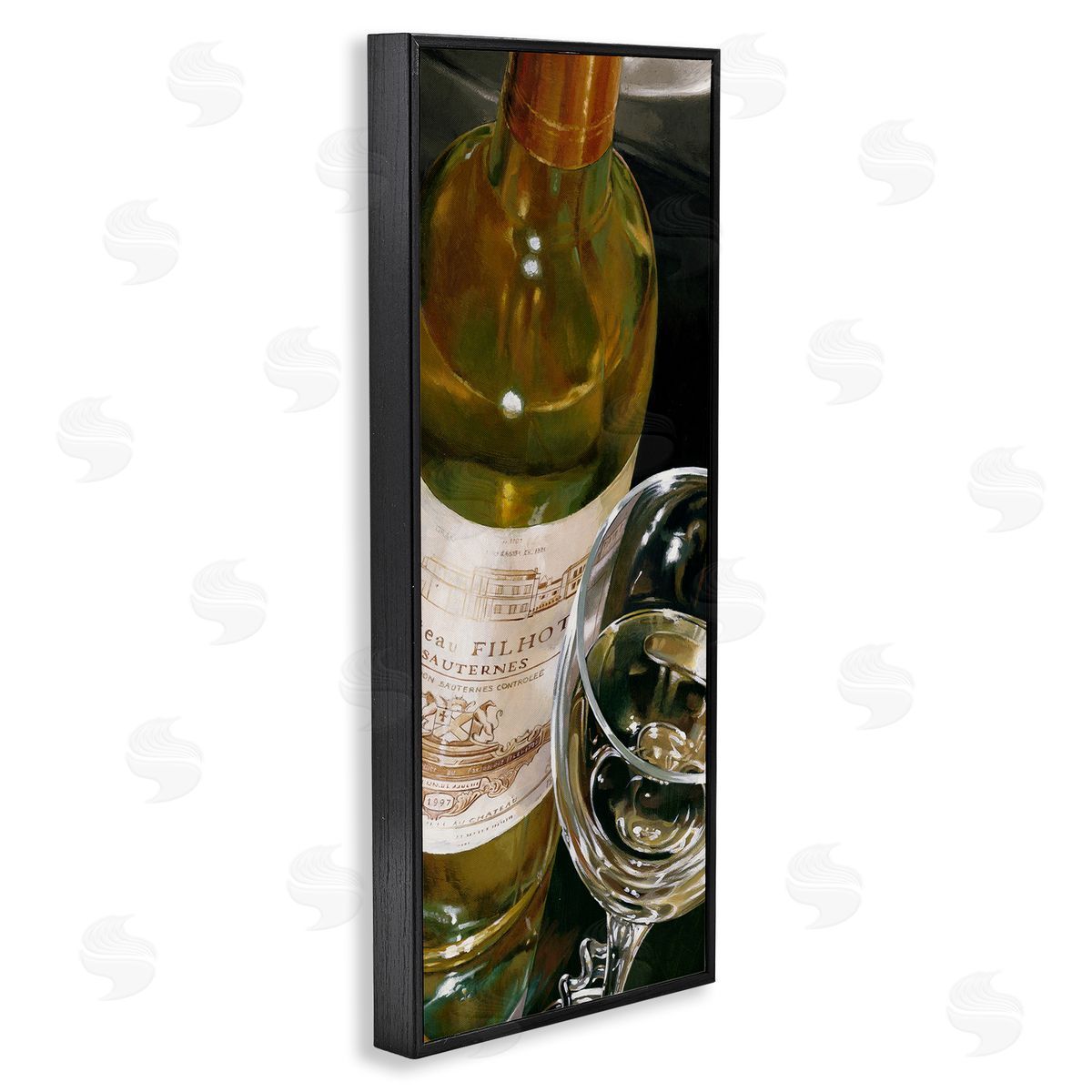 Stefano Ferreri White Wine Glass Realistic Painting Black Framed Giclee Wall Art