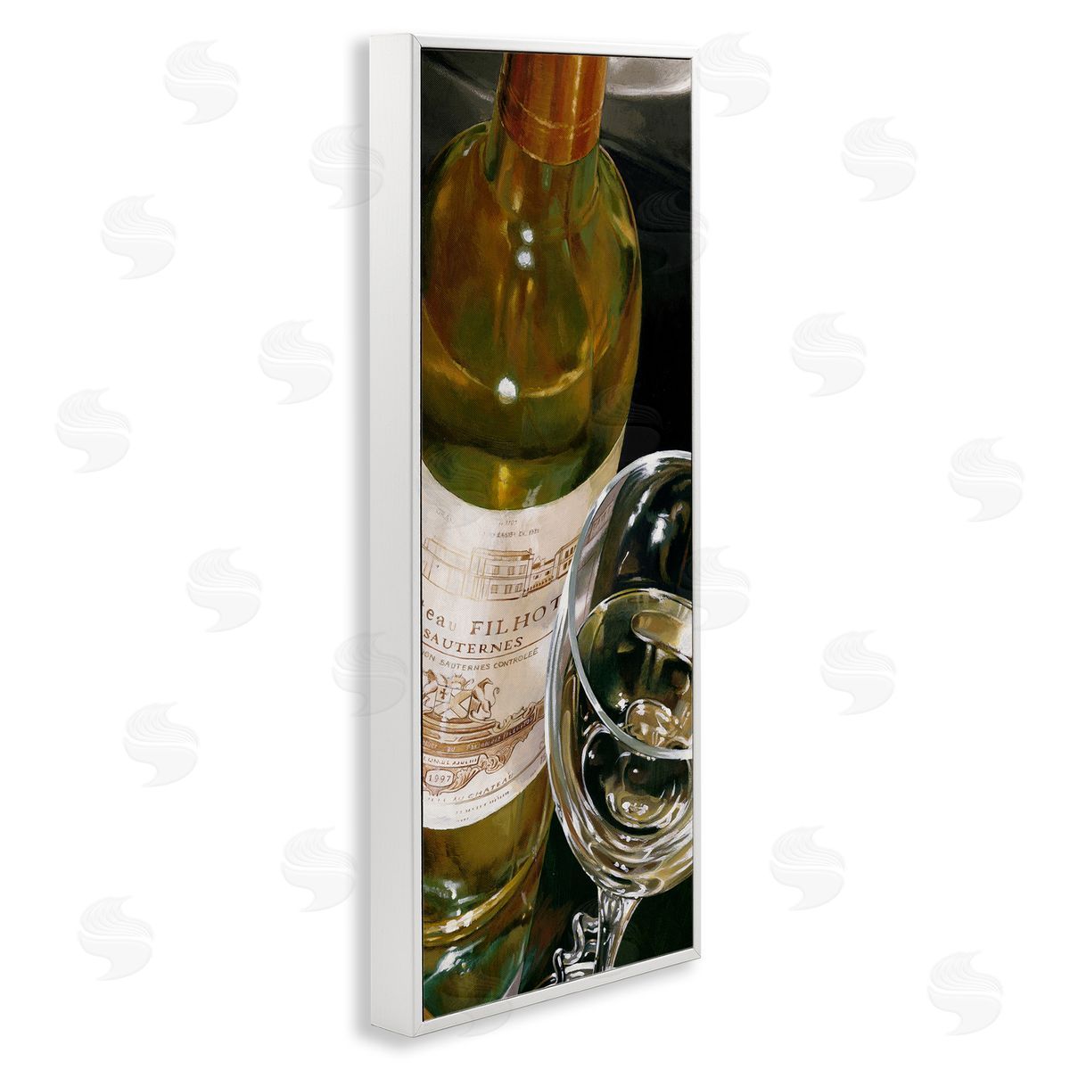 Stefano Ferreri White Wine Glass Realistic Painting White Framed Giclee Wall Art