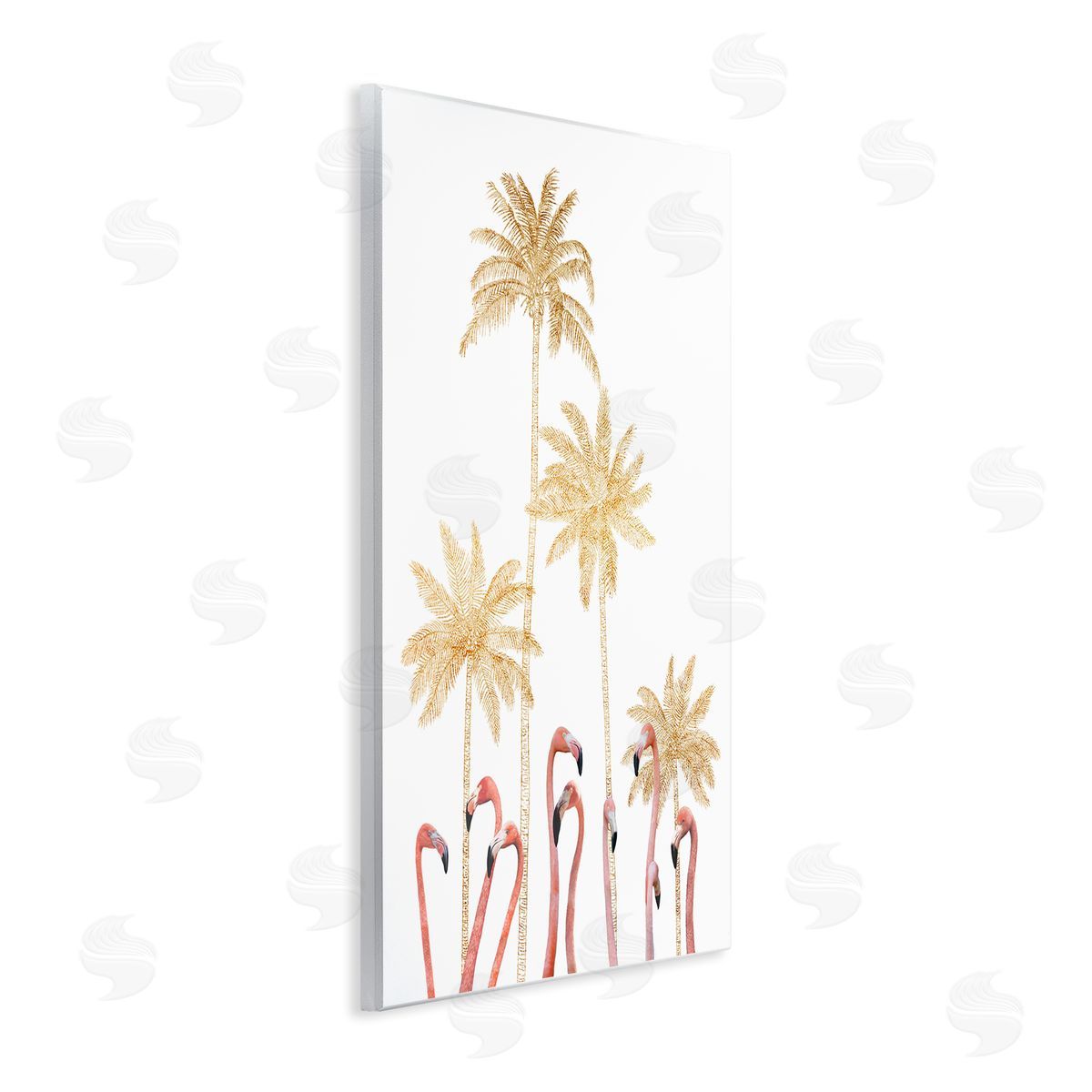 Ziwei Li Flamingoes Golden Palm Trees Wall Plaque Art