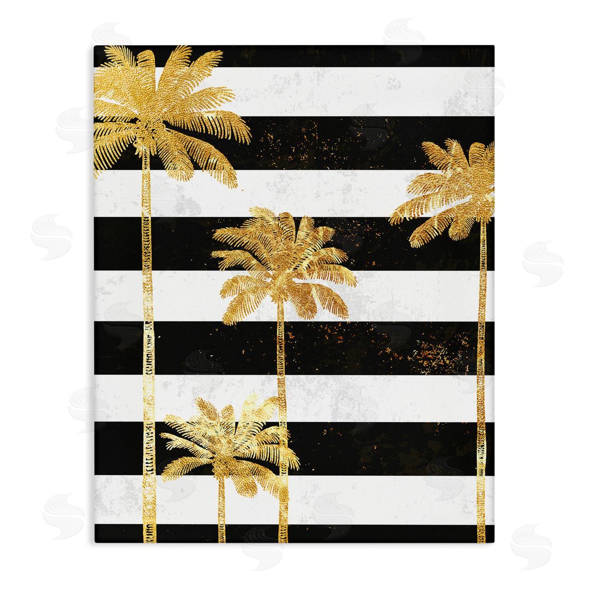 Ziwei Li Golden Palm Trees Bold Stripes Canvas Wall Art